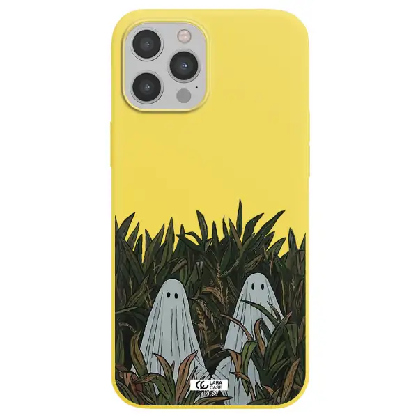 a group of ghosts in a field of grass Apple iPhone 12 pro max Silicone canary yellow Case