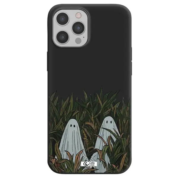 a group of ghosts in a field of grass Apple iPhone 12 pro Silicone black Case