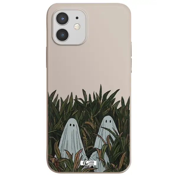 a group of ghosts in a field of grass Apple iPhone 12 Silicone Stone Case