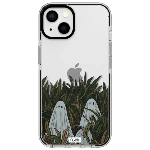 a group of ghosts in a field of grass Apple iPhone 13 impact black border Case
