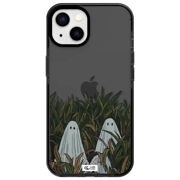 a group of ghosts in a field of grass Apple iPhone 13 impact Smoke Black Case