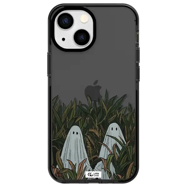 a group of ghosts in a field of grass Apple iPhone 13 mini impact Smoke Black Case