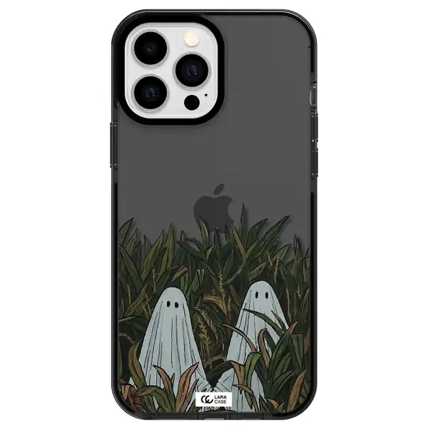 a group of ghosts in a field of grass Apple iPhone 13 Pro Max impact Smoke Black Case