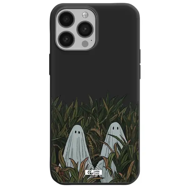 a group of ghosts in a field of grass Apple iPhone 13 Pro Max Silicone black Case