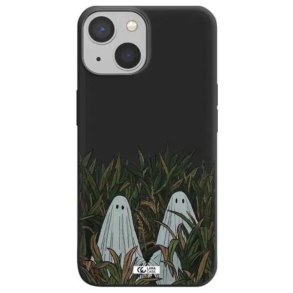 a group of ghosts in a field of grass Apple iPhone 13 Silicone black Case