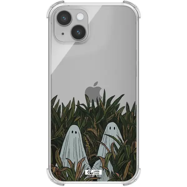 a group of ghosts in a field of grass Apple iPhone 14 Clear PC Case