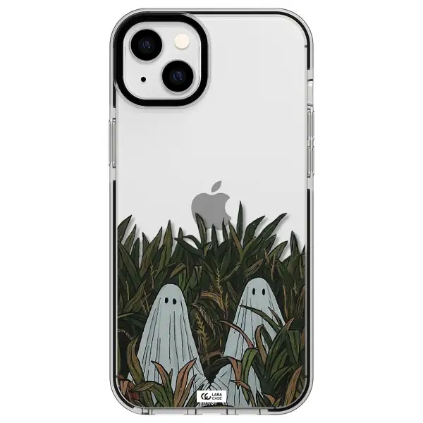 a group of ghosts in a field of grass Apple iPhone 14 plus impact black border Case