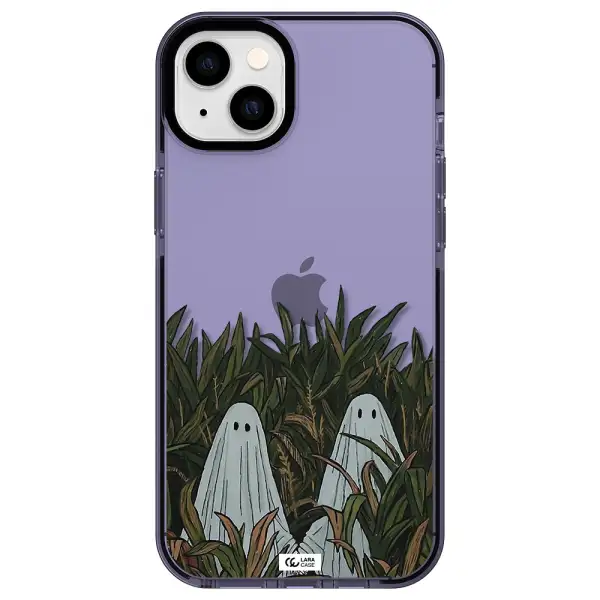 a group of ghosts in a field of grass Apple iPhone 14 plus impact Lilac Case