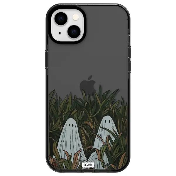 a group of ghosts in a field of grass Apple iPhone 14 plus impact Smoke Black Case