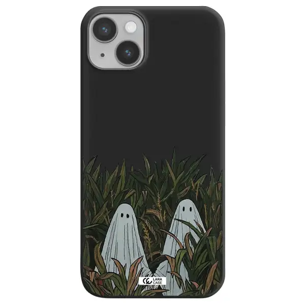 a group of ghosts in a field of grass Apple iPhone 14 plus Silicone black Case