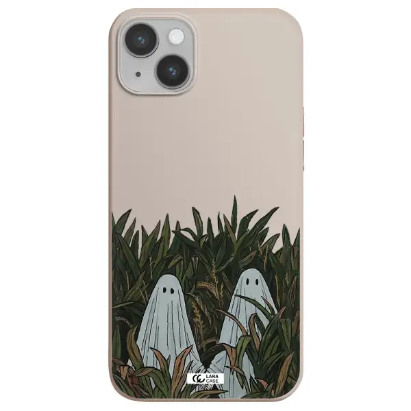 a group of ghosts in a field of grass Apple iPhone 14 plus Silicone Stone Case
