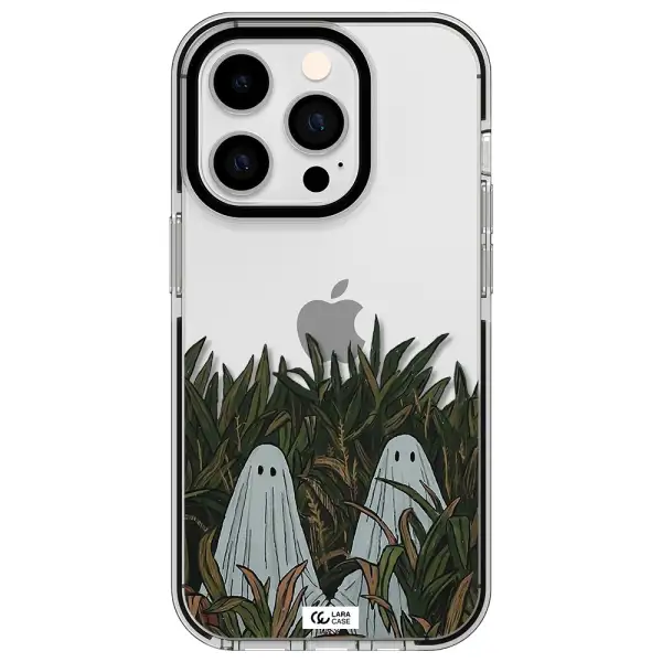 a group of ghosts in a field of grass Apple iPhone 14 pro impact black border Case