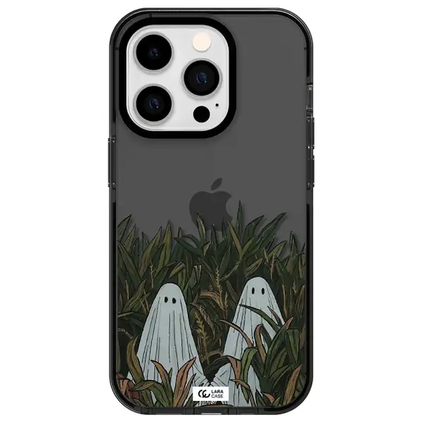 a group of ghosts in a field of grass Apple iPhone 14 pro impact Smoke Black Case