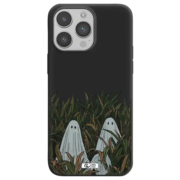 a group of ghosts in a field of grass Apple iPhone 14 pro max Silicone black Case