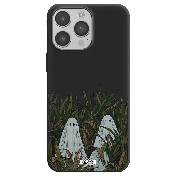 a group of ghosts in a field of grass Apple iPhone 14 pro Silicone black Case