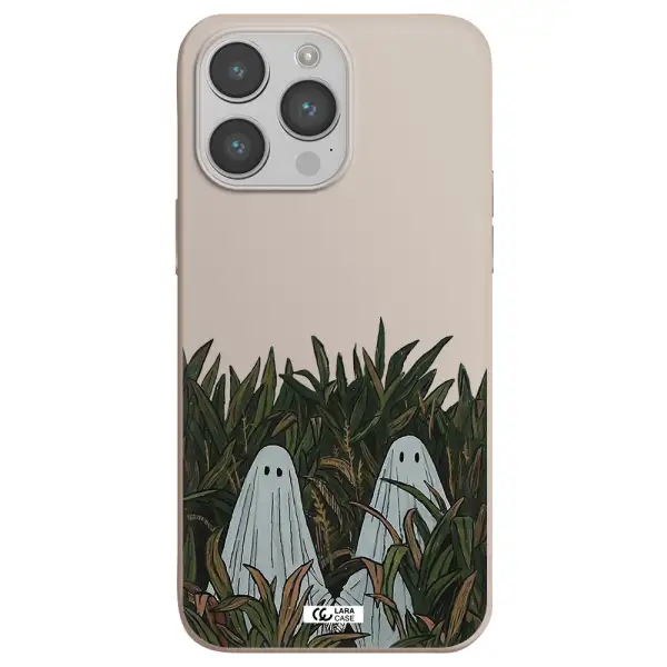 a group of ghosts in a field of grass Apple iPhone 14 pro Silicone Stone Case
