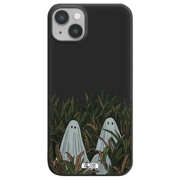 a group of ghosts in a field of grass Apple iPhone 14 Silicone black Case