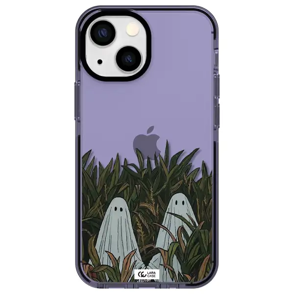 a group of ghosts in a field of grass Apple iPhone 15 Plus impact Lilac Case