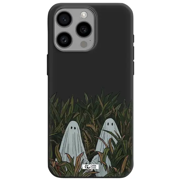 a group of ghosts in a field of grass Apple Iphone 15 Pro max Silicone black Case