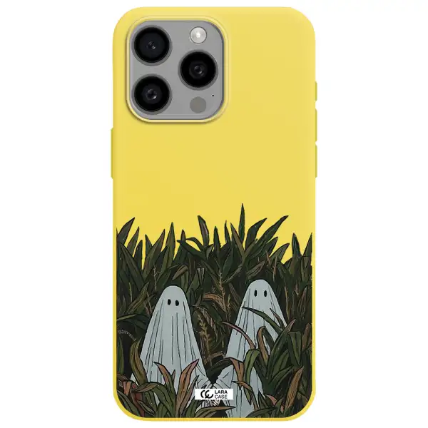 a group of ghosts in a field of grass Apple Iphone 15 Pro max Silicone canary yellow Case