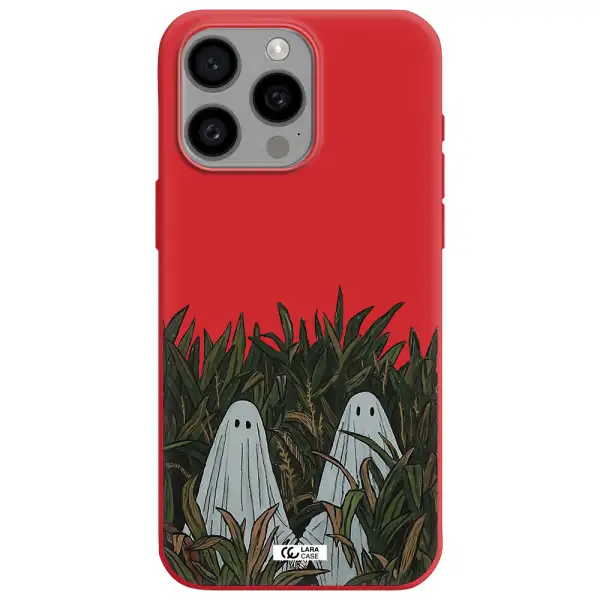 A Group Of Ghosts In A Field Of Grass Apple Iphone 15 Pro Max Silicone Imperial Red Case