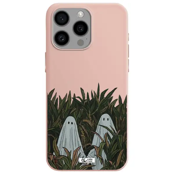 a group of ghosts in a field of grass Apple Iphone 15 Pro max Silicone pastel pink Case