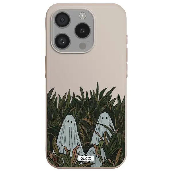 A Group Of Ghosts In A Field Of Grass Apple Iphone 15 Pro Silicone Stone Case