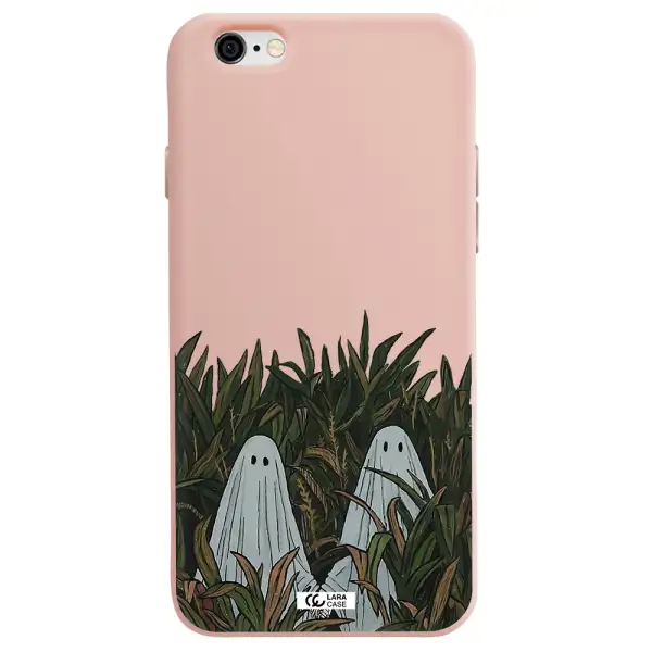 a group of ghosts in a field of grass Apple iPhone 6 Silicone pastel pink Case