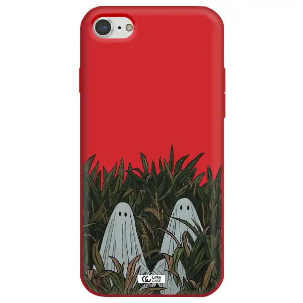 a group of ghosts in a field of grass Apple iPhone 7 Silicone Imperial Red Case