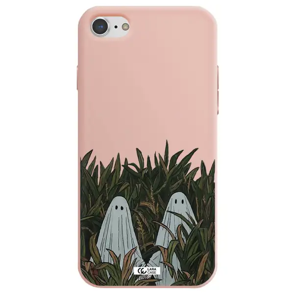 a group of ghosts in a field of grass Apple iPhone 7 Silicone pastel pink Case