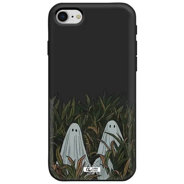 a group of ghosts in a field of grass Apple iPhone se 2020 Silicone black Case
