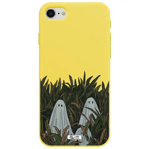a group of ghosts in a field of grass Apple iPhone se 2020 Silicone canary yellow Case