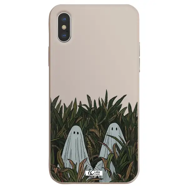 a group of ghosts in a field of grass Apple iPhone XS Silicone Stone Case