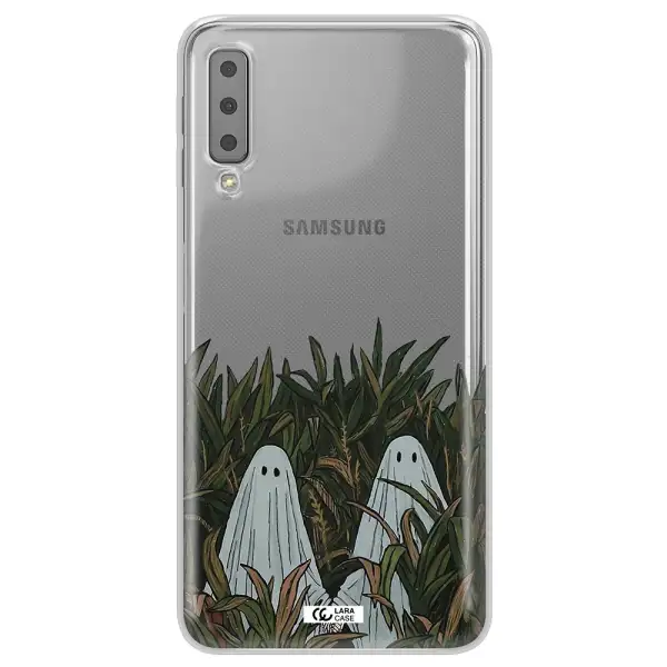 a group of ghosts in a field of grass Samsung A7 2018 Clear TPU Case