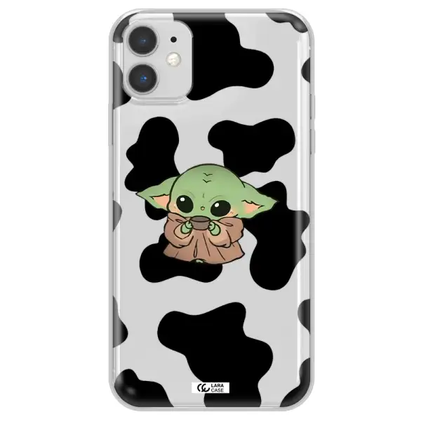 a cartoon of a baby yoda Apple iPhone 11 Clear TPU Case