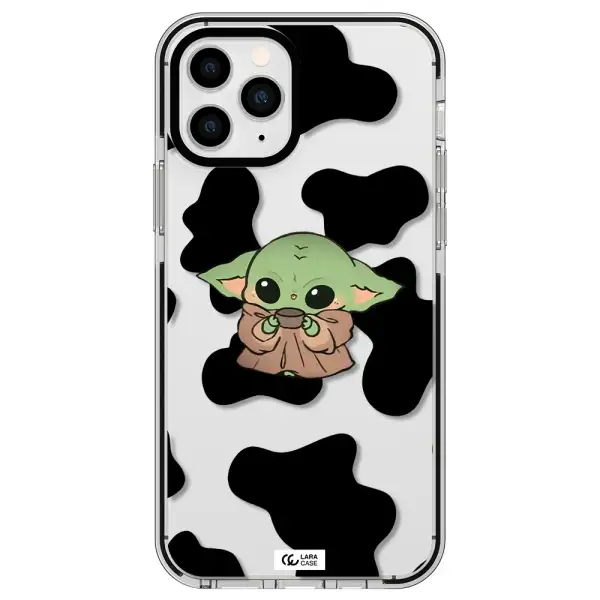 a cartoon of a baby yoda Apple iPhone 11 pro impact black border Case