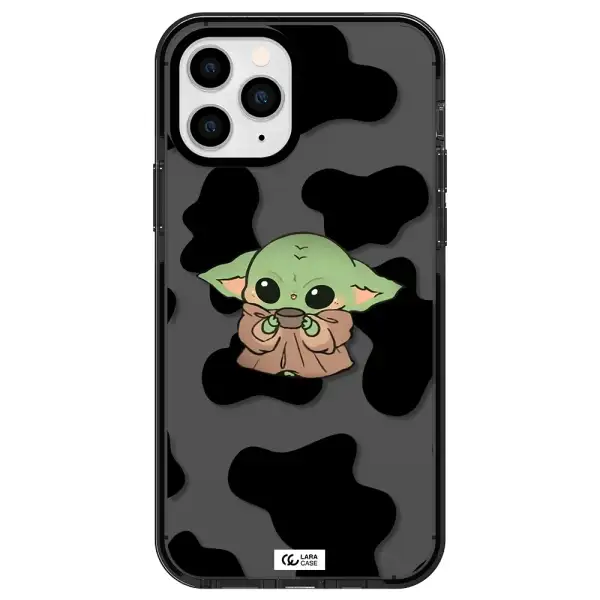 a cartoon of a baby yoda Apple iPhone 11 pro max impact Smoke Black Case