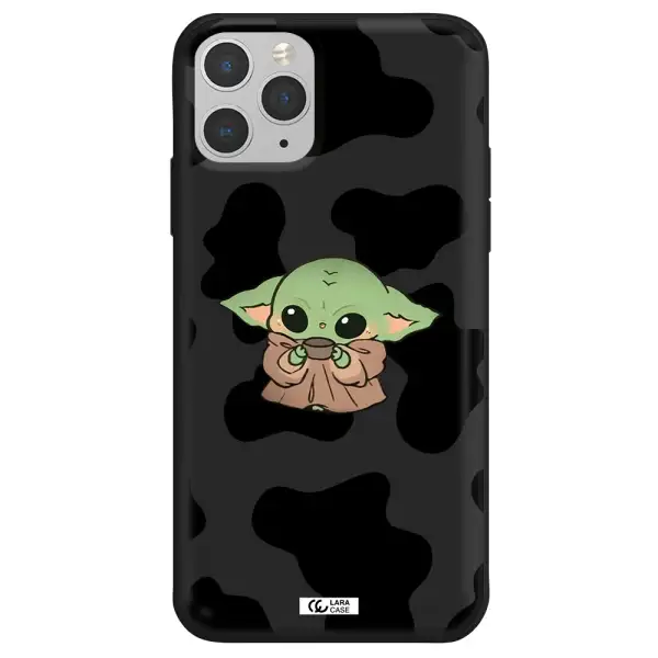 a cartoon of a baby yoda Apple iPhone 11 pro max Silicone black Case