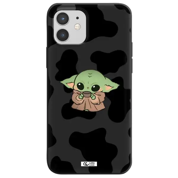 a cartoon of a baby yoda Apple iPhone 12 mini Silicone black Case
