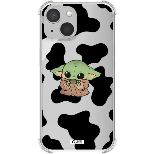 a cartoon of a baby yoda Apple iPhone 13 Clear PC Case