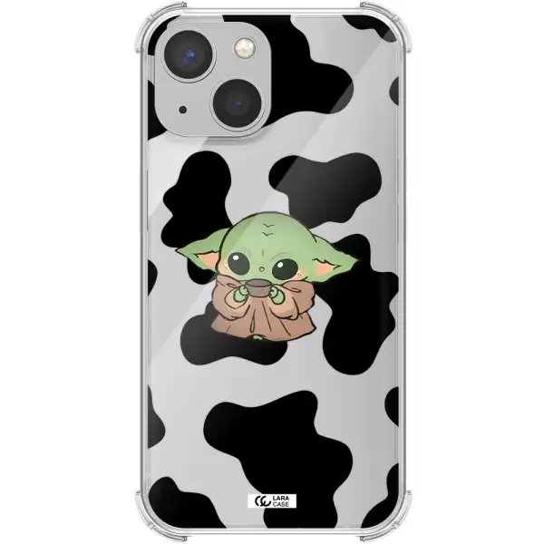 a cartoon of a baby yoda Apple iPhone 13 mini Clear PC Case