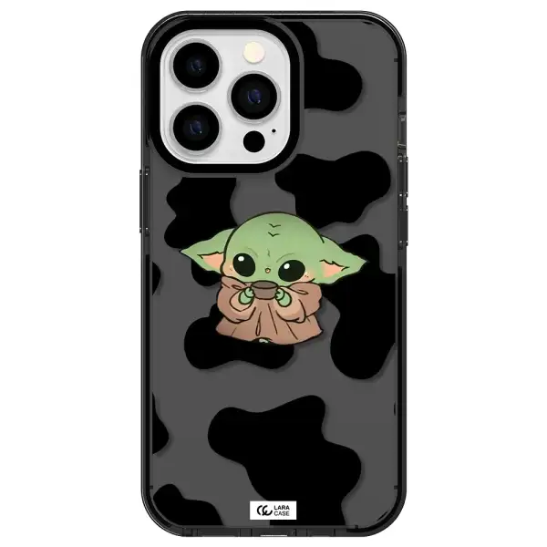 a cartoon of a baby yoda Apple iPhone 13 Pro impact Smoke Black Case