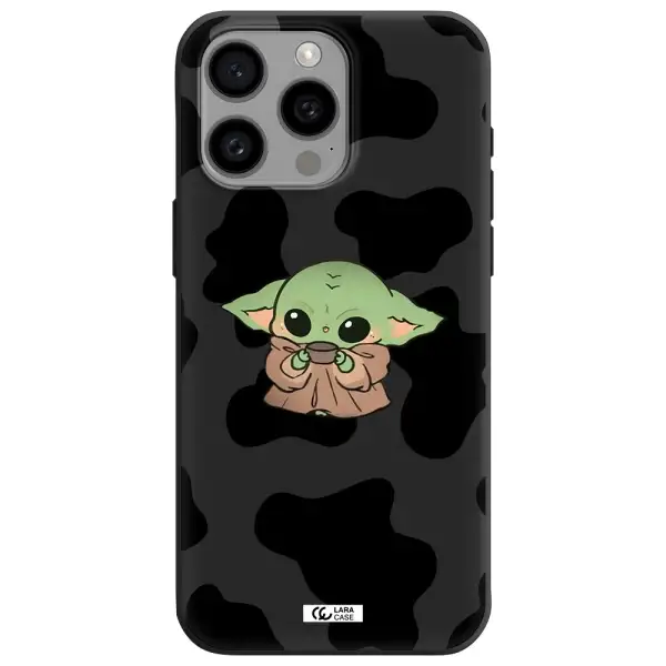 a cartoon of a baby yoda Apple Iphone 15 Pro max Silicone black Case