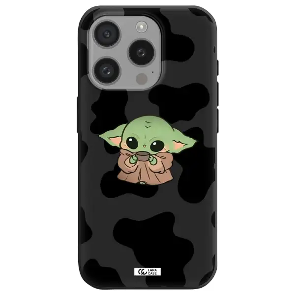 A Cartoon Of A Baby Yoda Apple Iphone 15 Pro Silicone Black Case