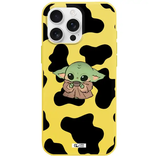 A Cartoon Of A Baby Yoda Apple Iphone 16 Pro Max Silicone Canary Yellow Case