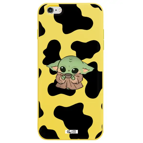 a cartoon of a baby yoda Apple iPhone 6 plus Silicone canary yellow Case