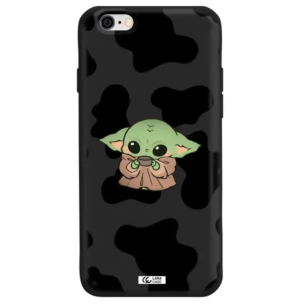 a cartoon of a baby yoda Apple iPhone 6 Silicone black Case