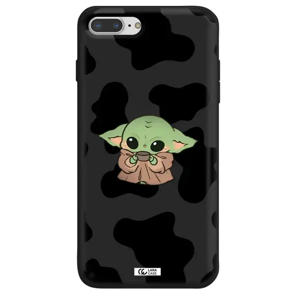 a cartoon of a baby yoda Apple iPhone 7 plus Silicone black Case