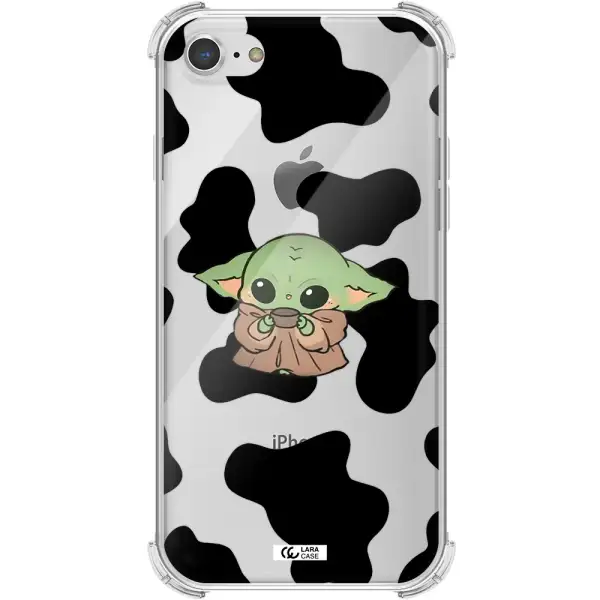 a cartoon of a baby yoda Apple iPhone 8 Clear PC Case