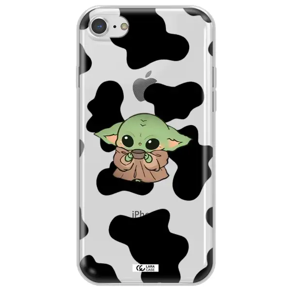 a cartoon of a baby yoda Apple iPhone 8 Clear TPU Case